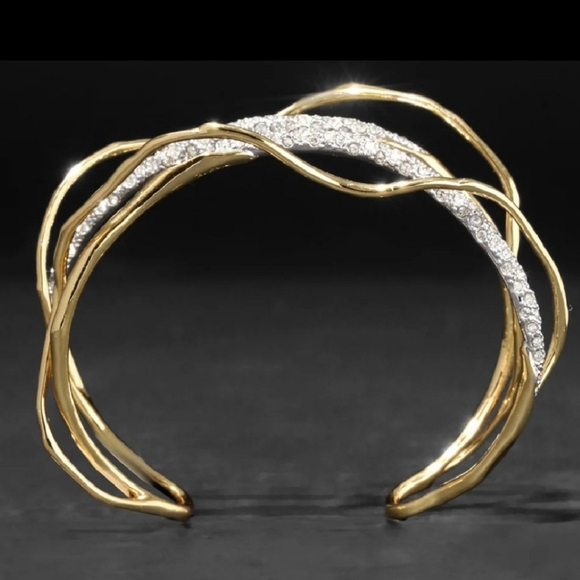 Alexis Bittar Gold and Silver CRYSTALS Intertwined Cuff!!! NWOT!!!